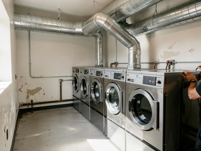 West Hollywood Dryer Vent Cleaning team performing large-scale commercial dryer vent cleaning in West Hollywood